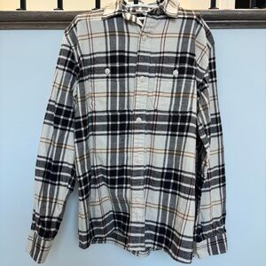 GAP Black and Cream Plaid Kids Button-Down Shirt - 100 % Cotton, Size XXL